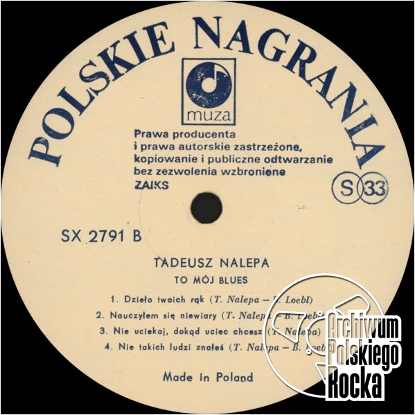 Nalepa, Tadeusz - To mój blues